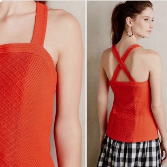 Deletta Tops - Anthro | Deletta Red Criss Cross Textured Tank Top